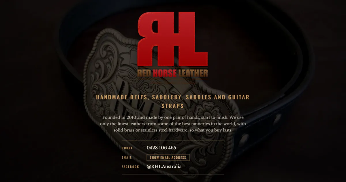 Red Horse Leather landing page