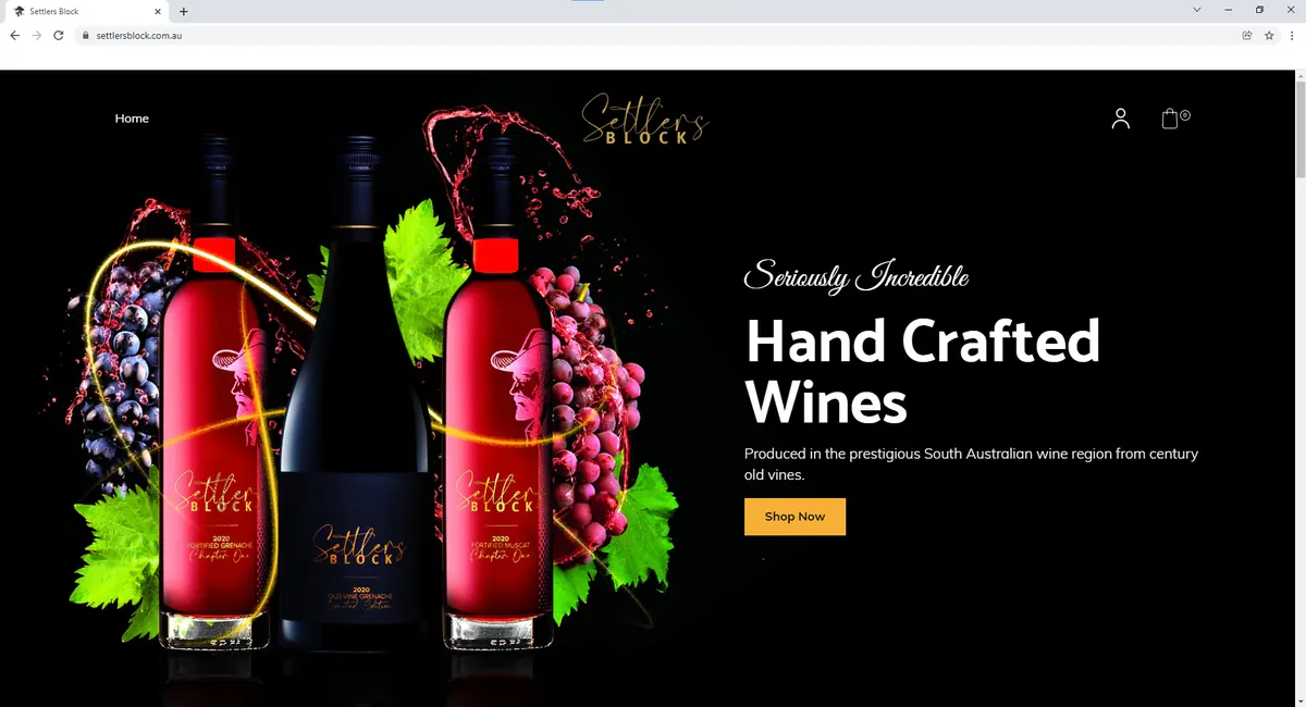 Settlers Block wines website